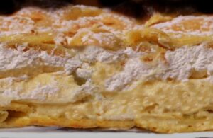Habkönnyű felhő szelet recept Felhőszelet sütemény főzött krémmel és égetett tésztával