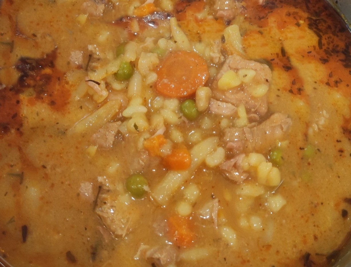 zöldséges leves tejfölös, húsos